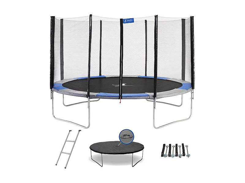 Kangui - Trampoline rond Ø430cm avec filet, échelle, bâche et kit d'ancrage - RALLI 430
