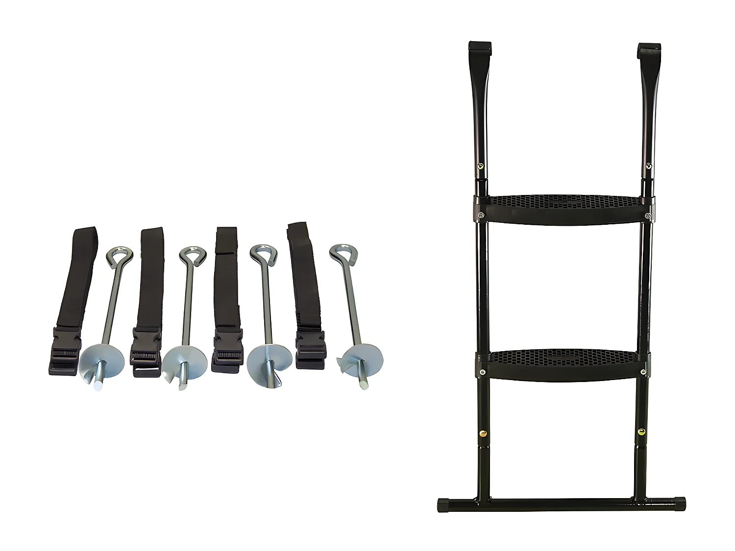 Kangui - Trampoline de jardin rond 430 cm + filet de sécurité + échelle + kit ancrage | PUNCHI Bleu 430