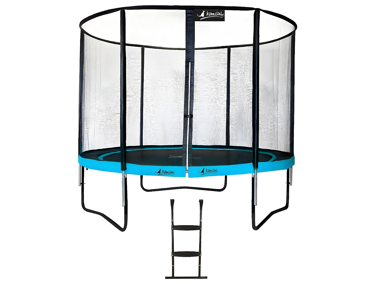 Kangui - Trampoline de jardin rond 305 cm + filet de sécurité + échelle | PUNCHI Bleu 300