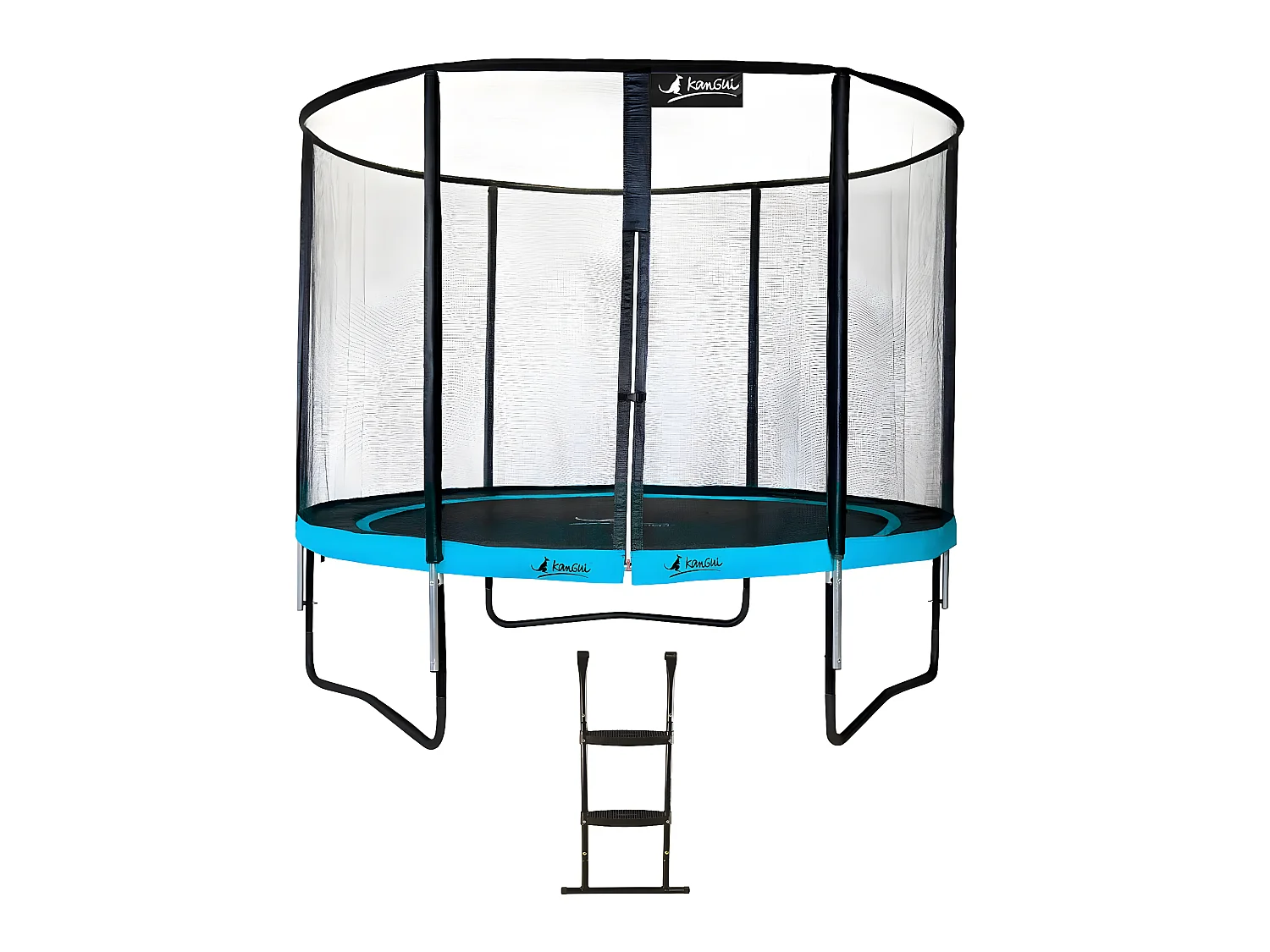 Kangui - Trampoline de jardin rond 305 cm + filet de sécurité + échelle | PUNCHI Bleu 300