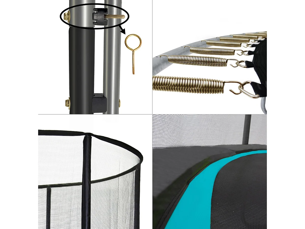Kangui - Trampoline de jardin rond 305 cm + filet de sécurité + échelle | PUNCHI Bleu 300