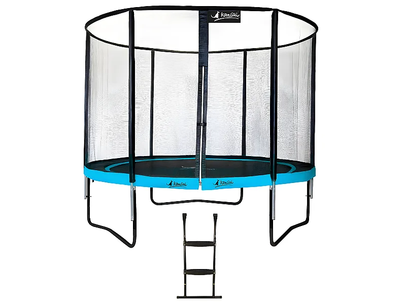 Kangui - Trampoline de jardin rond 305 cm + filet de sécurité + échelle | PUNCHI Bleu 300