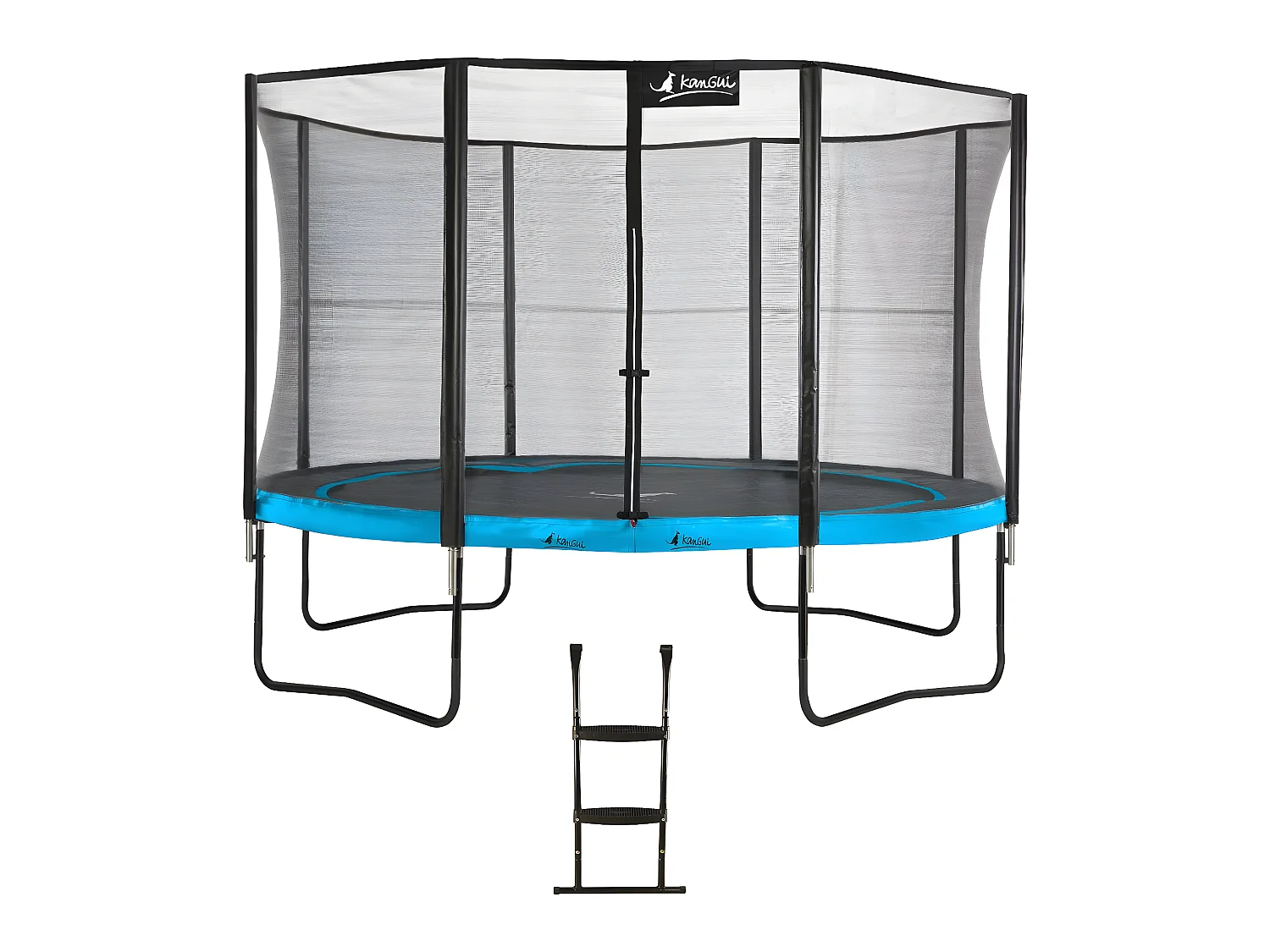 Kangui - Trampoline de jardin 365 cm + filet de sécurité + échelle | PUNCHI Bleu 360
