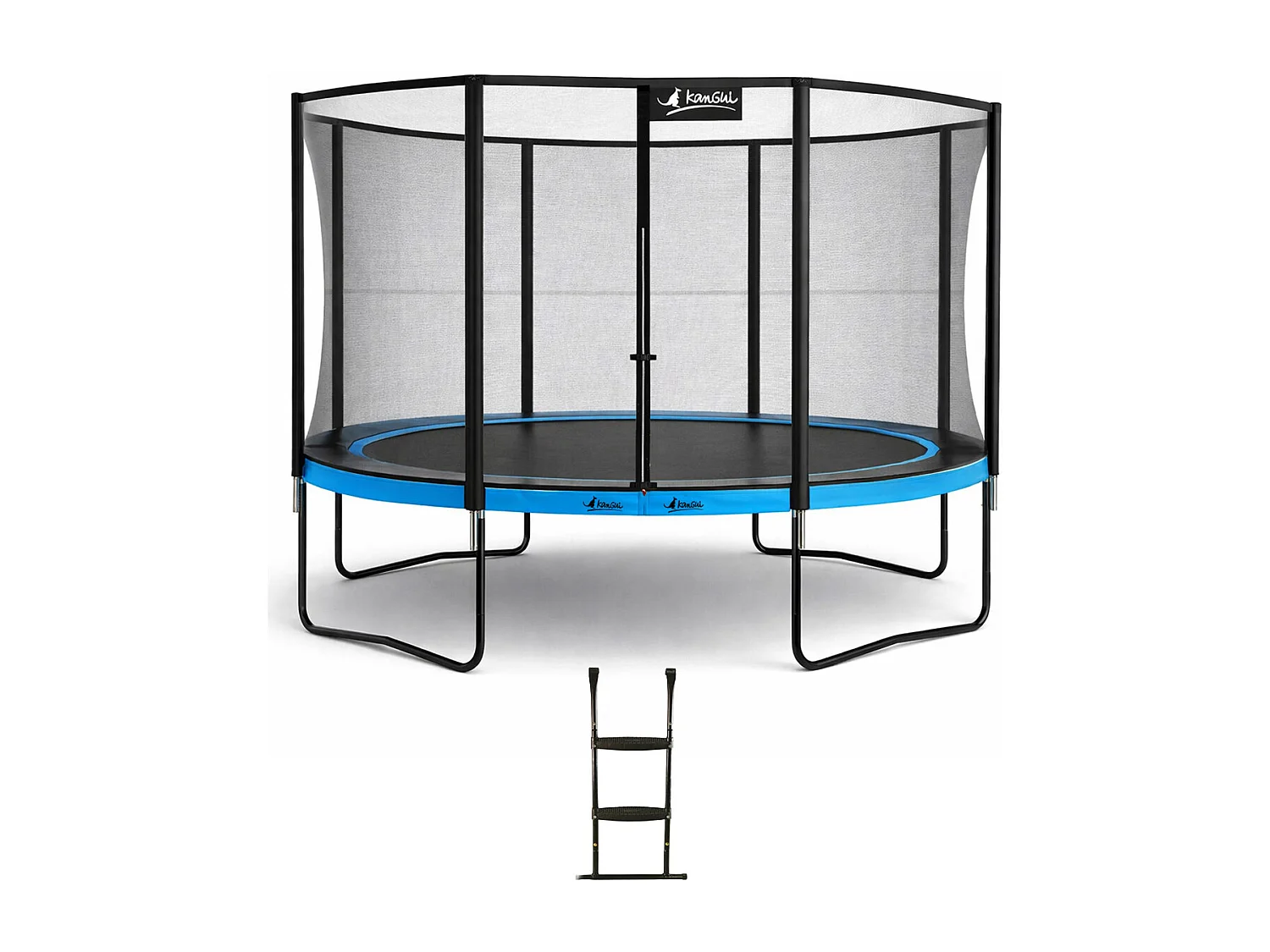 Kangui - Trampoline de jardin 365 cm + filet de sécurité + échelle | PUNCHI Bleu 360