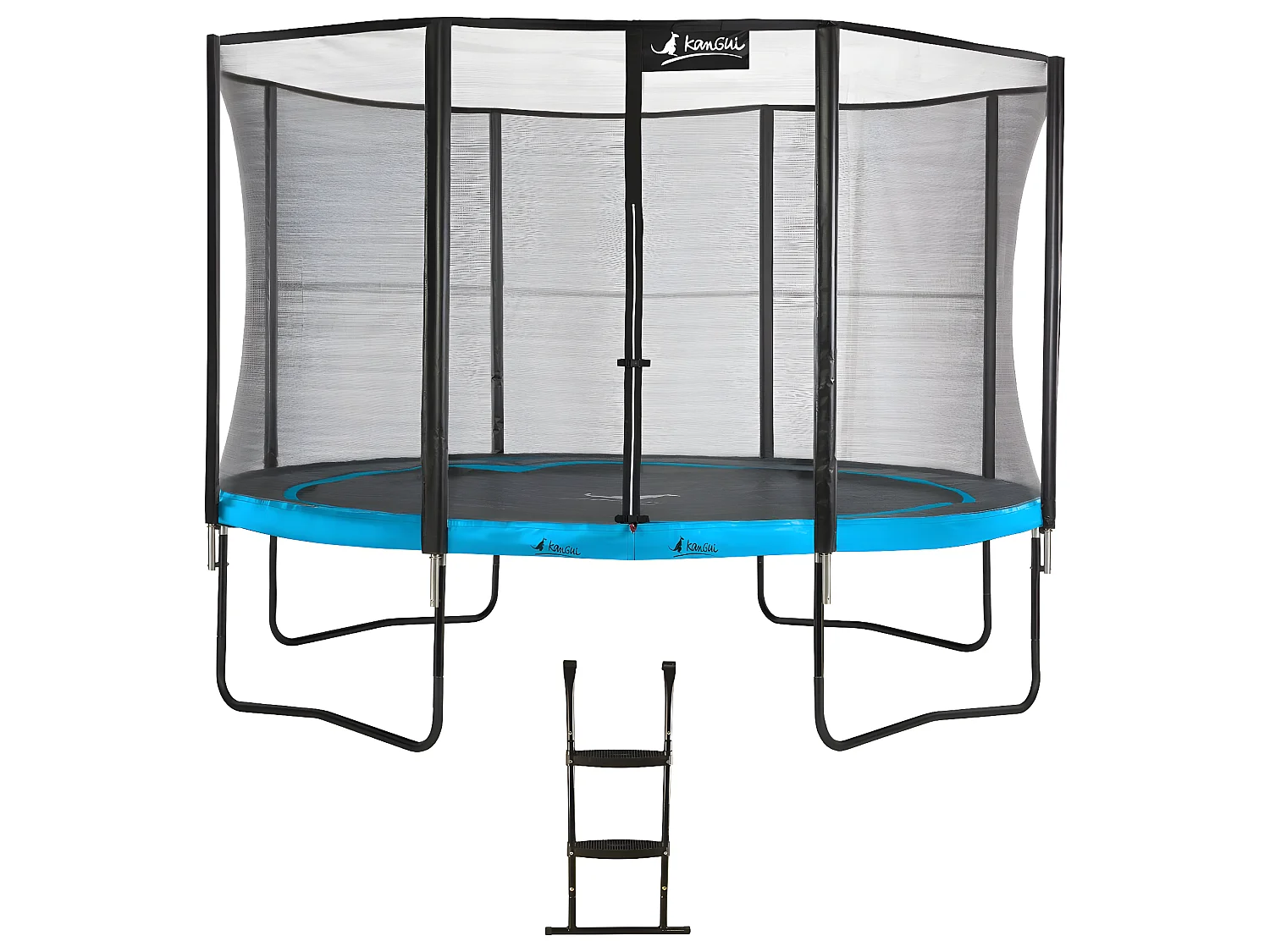 Kangui - Trampoline de jardin 365 cm + filet de sécurité + échelle | PUNCHI Bleu 360
