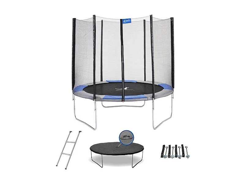 Kangui - Trampoline rond Ø250cm avec filet, échelle, bâche et kit d'ancrage- RALLI 250