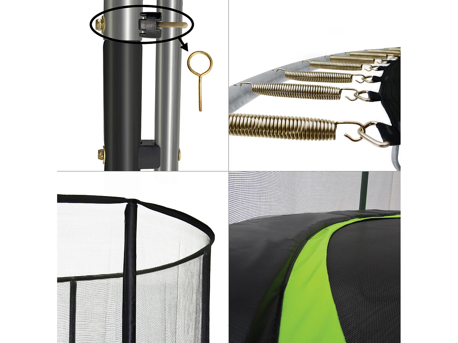 KANGUI Trampoline de jardin rond 305 cm + filet de sécurité + échelle + bâche de protection - PUNCHI Vert 300