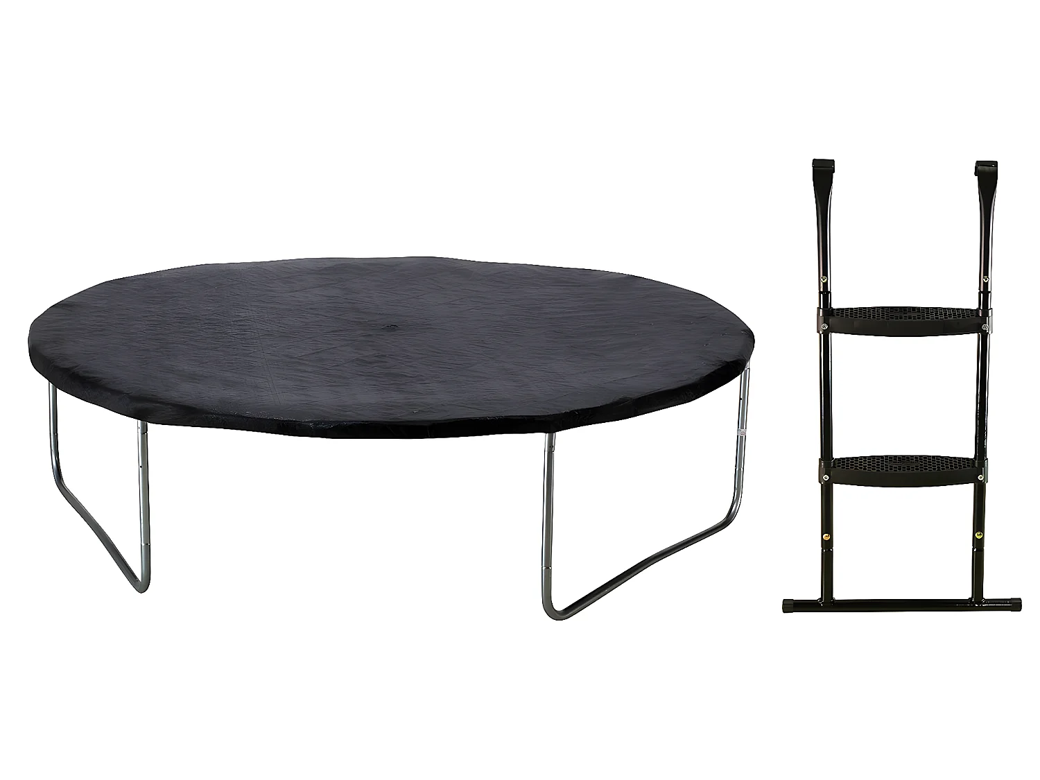 Kangui - Trampoline de jardin 305 cm + filet de sécurité + échelle + bâche de protection  JUMPI Taupe/Vert 300.