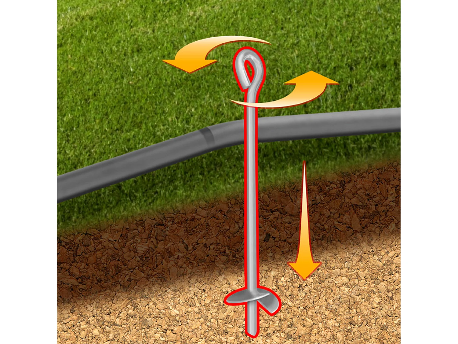 Kangui - Kit ancrage au sol - 4 sardines de fixation et sangles - Adaptable - Universel