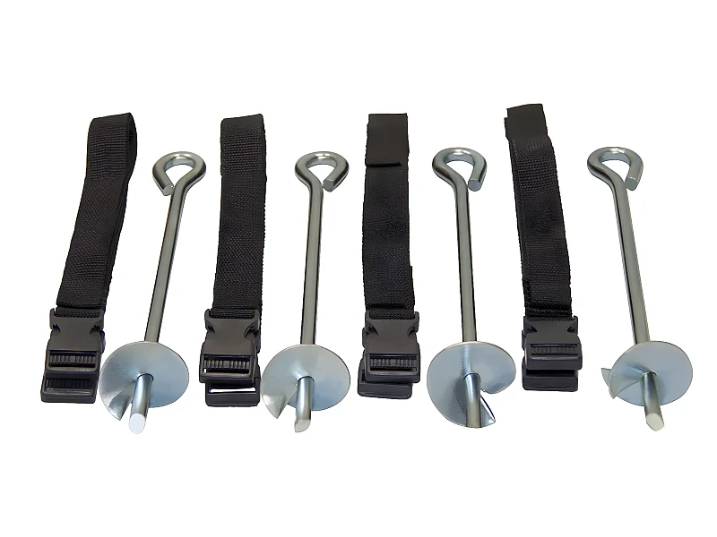 Kangui - Kit ancrage au sol - 4 sardines de fixation et sangles - Adaptable - Universel