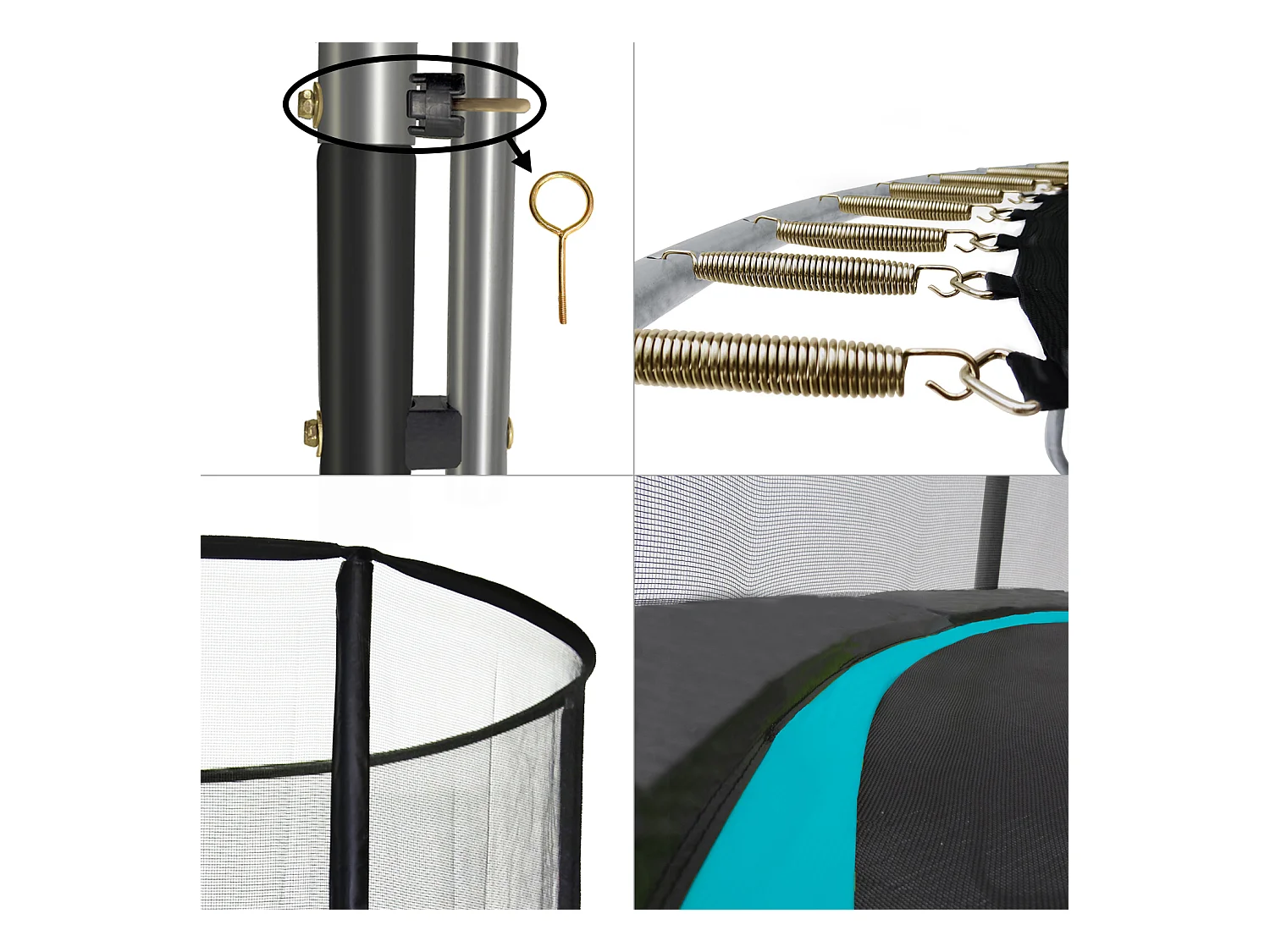 Kangui - Trampoline de jardin 365 cm + filet + échelle + bâche + kit ancrage | PUNCHI Bleu