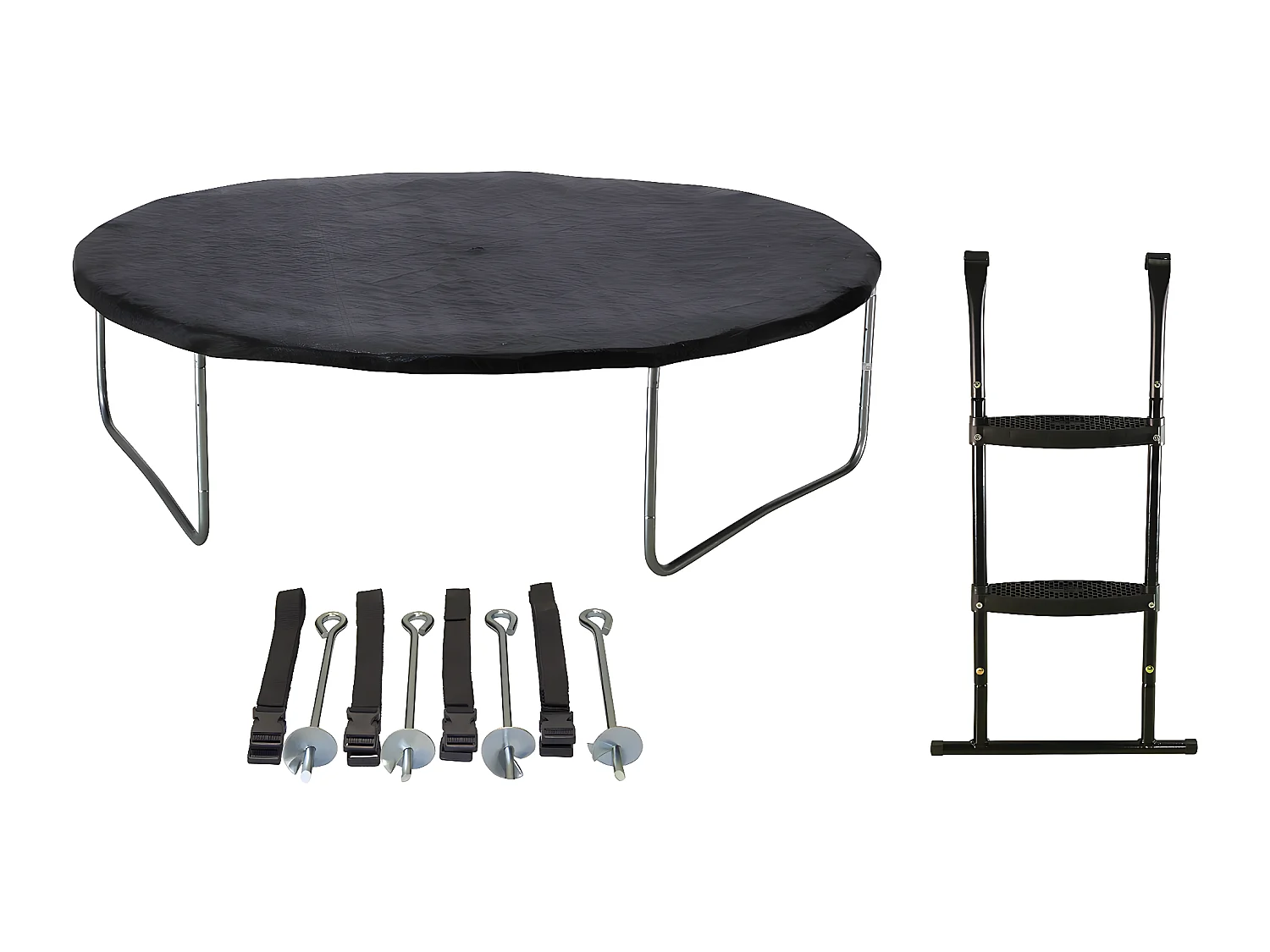 Kangui - Trampoline de jardin 365 cm + filet + échelle + bâche + kit ancrage | PUNCHI Bleu