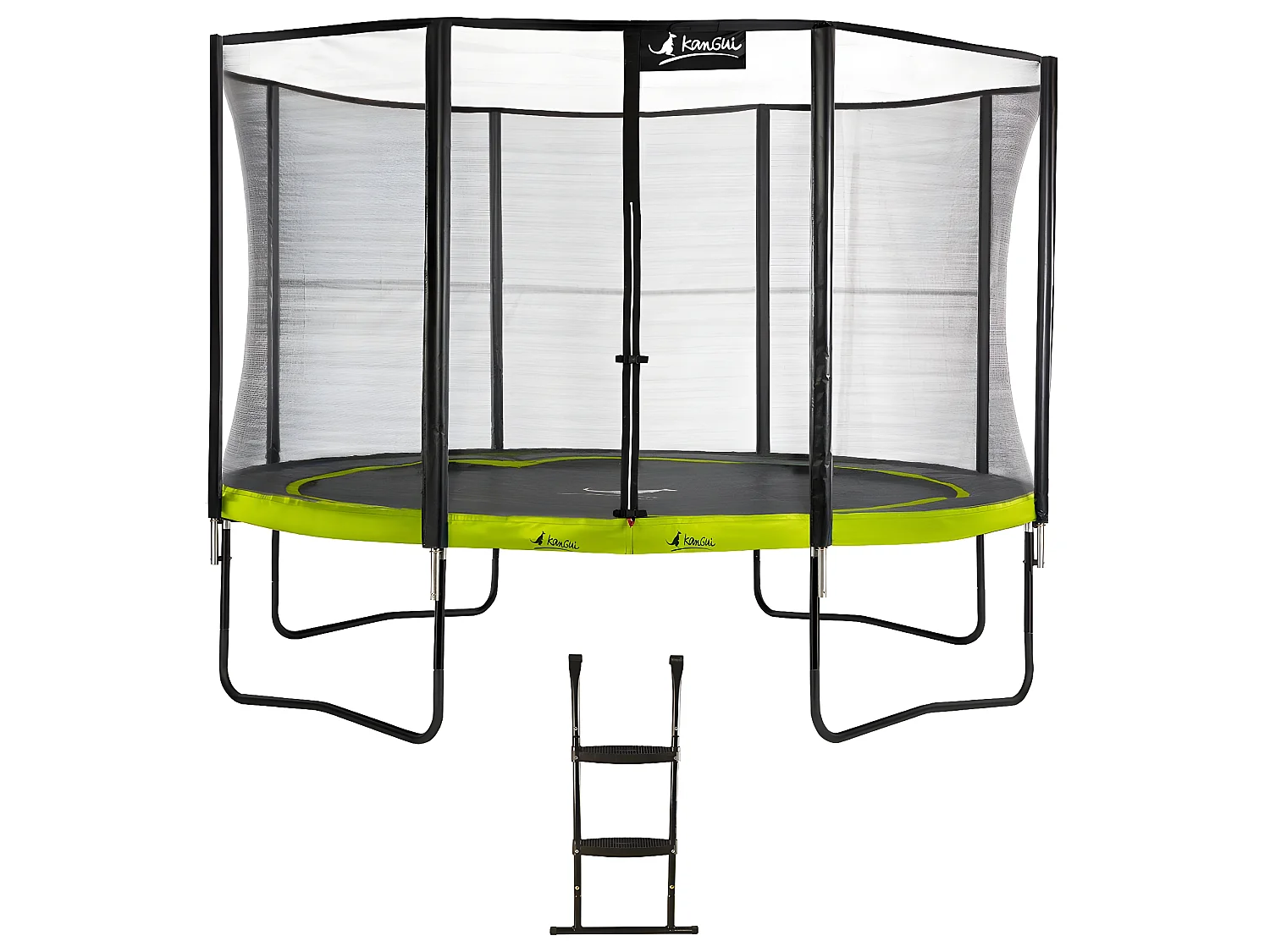 Kangui - Trampoline de jardin rond 430 cm + filet de sécurité + échelle | PUNCHI Vert 430