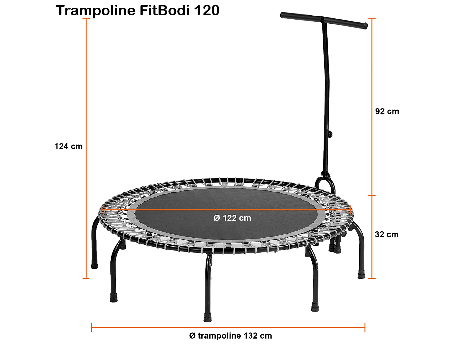 Kangui - Mini trampoline FITNESS FitBodi Ø120 - Qualité pro - Usage sportif et bien-être - certifié par le CRITT