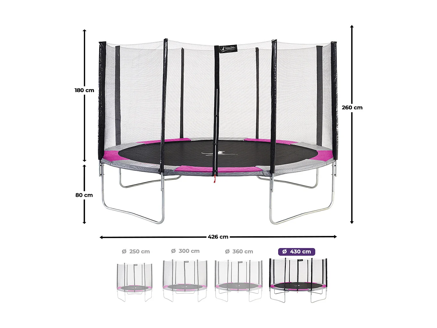 Kangui - Trampoline rond Ø430cm avec filet de sécurité - RALLI 430