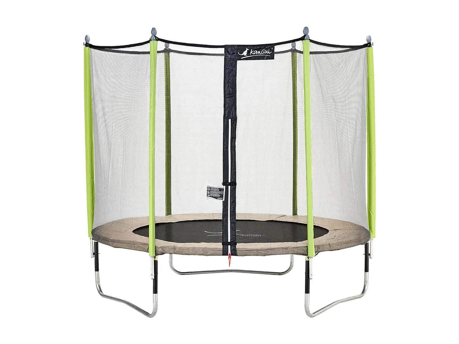 Kangui - Trampoline de jardin 305 cm + filet de sécurité  JUMPI Taupe/Vert 300. Trampoline certifié par le CRITT sport & loisirs