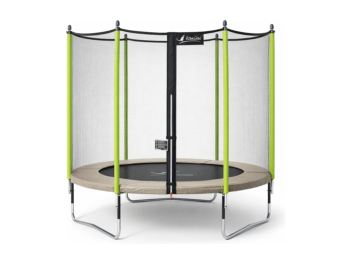 KANGUI Trampoline de jardin 305 cm + filet de sécurité  JUMPI Taupe/Vert 300. Trampoline certifié par le CRITT sport & loisirs