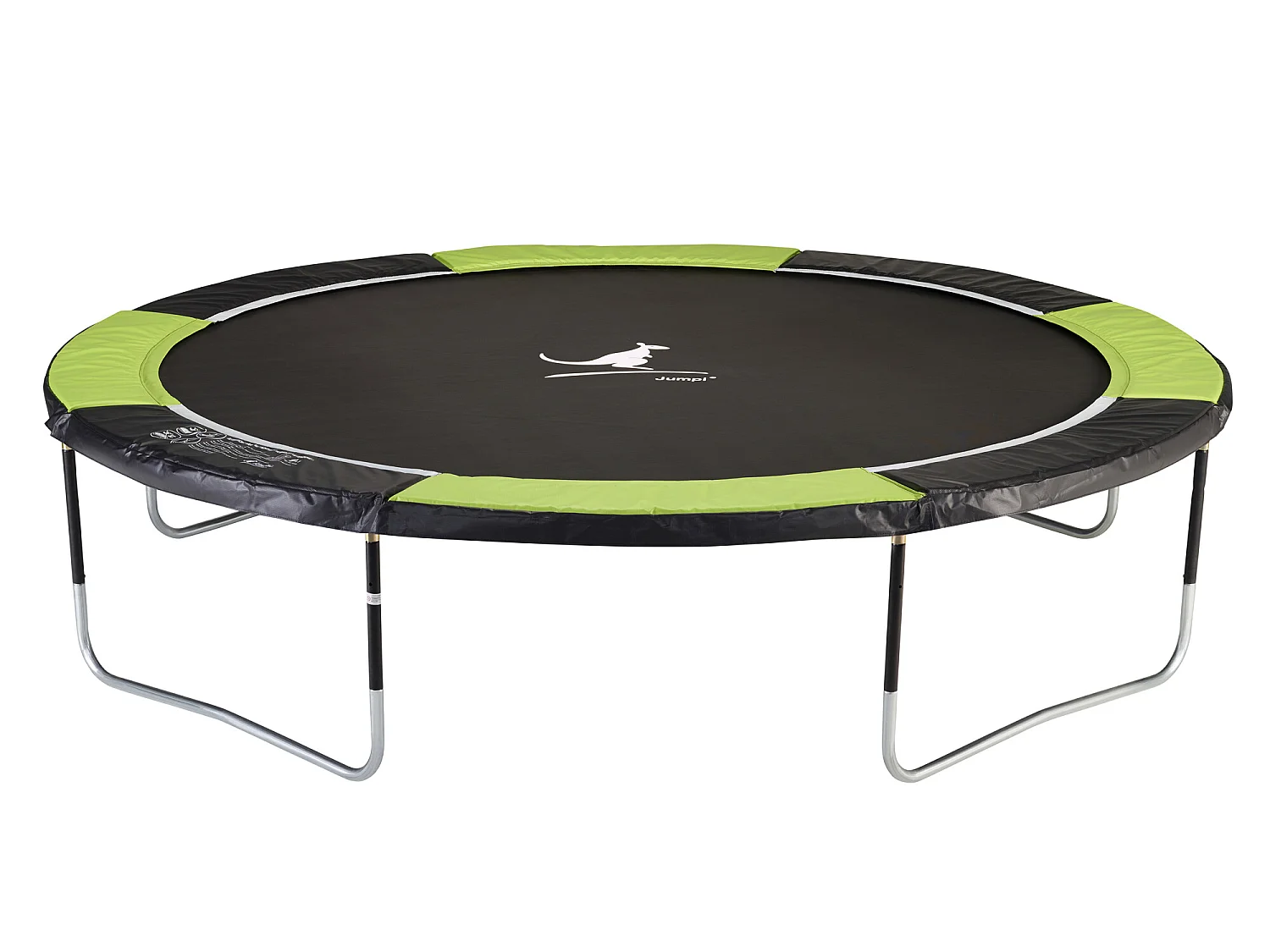 Kangui - Trampoline de jardin 365 cm + filet de sécurité + échelle + bâche de protection JUMPI Vert/Noir 360