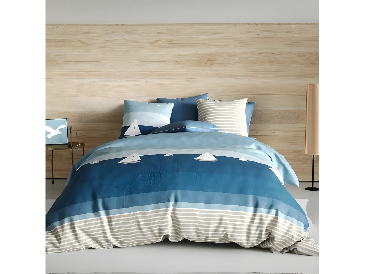 Housse de couette 220x240 cm + 2 taies d'oreiller 65x65 cm Coton Regate