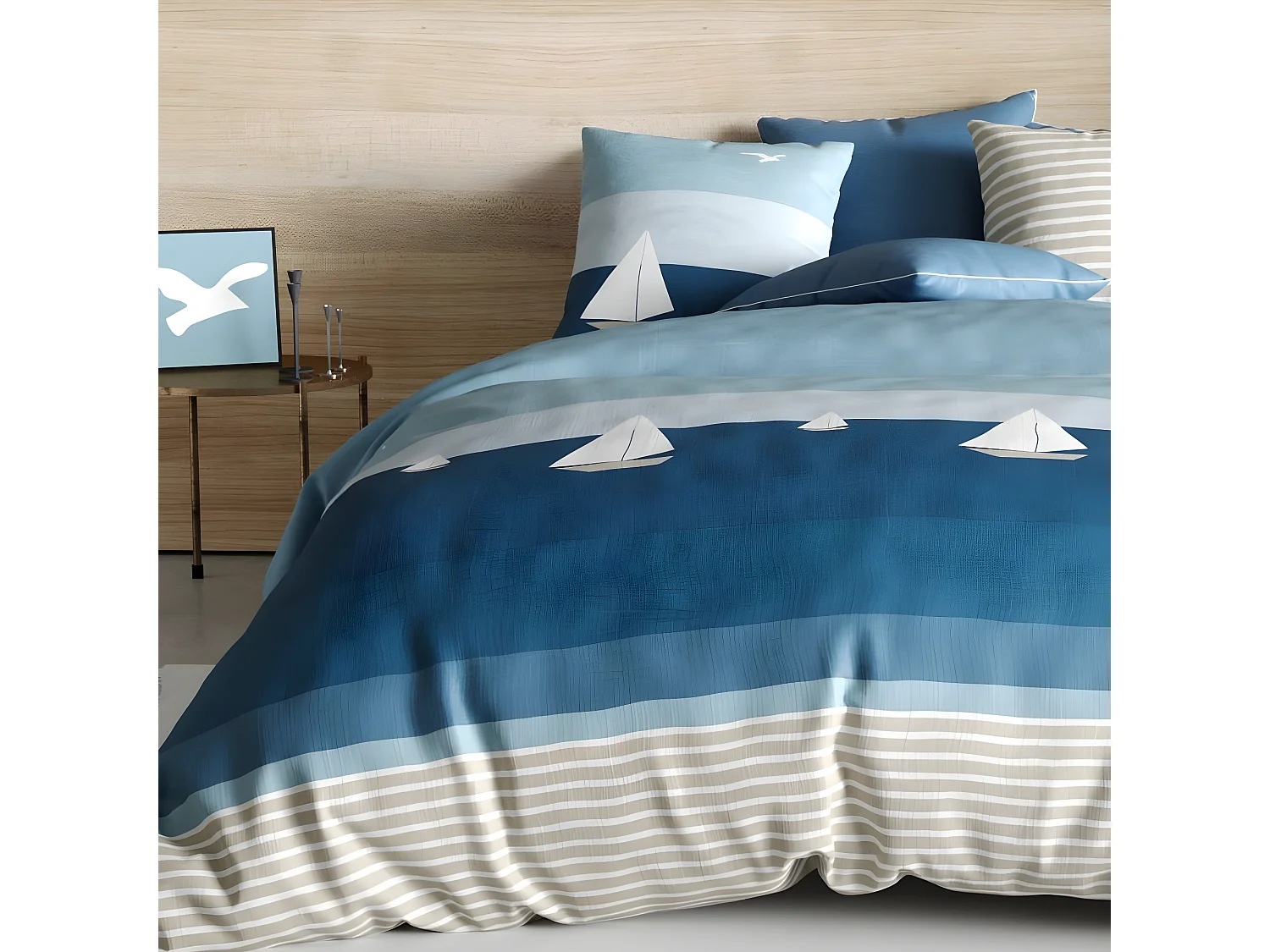 Housse de couette 220x240 cm + 2 taies d'oreiller 65x65 cm Coton Regate