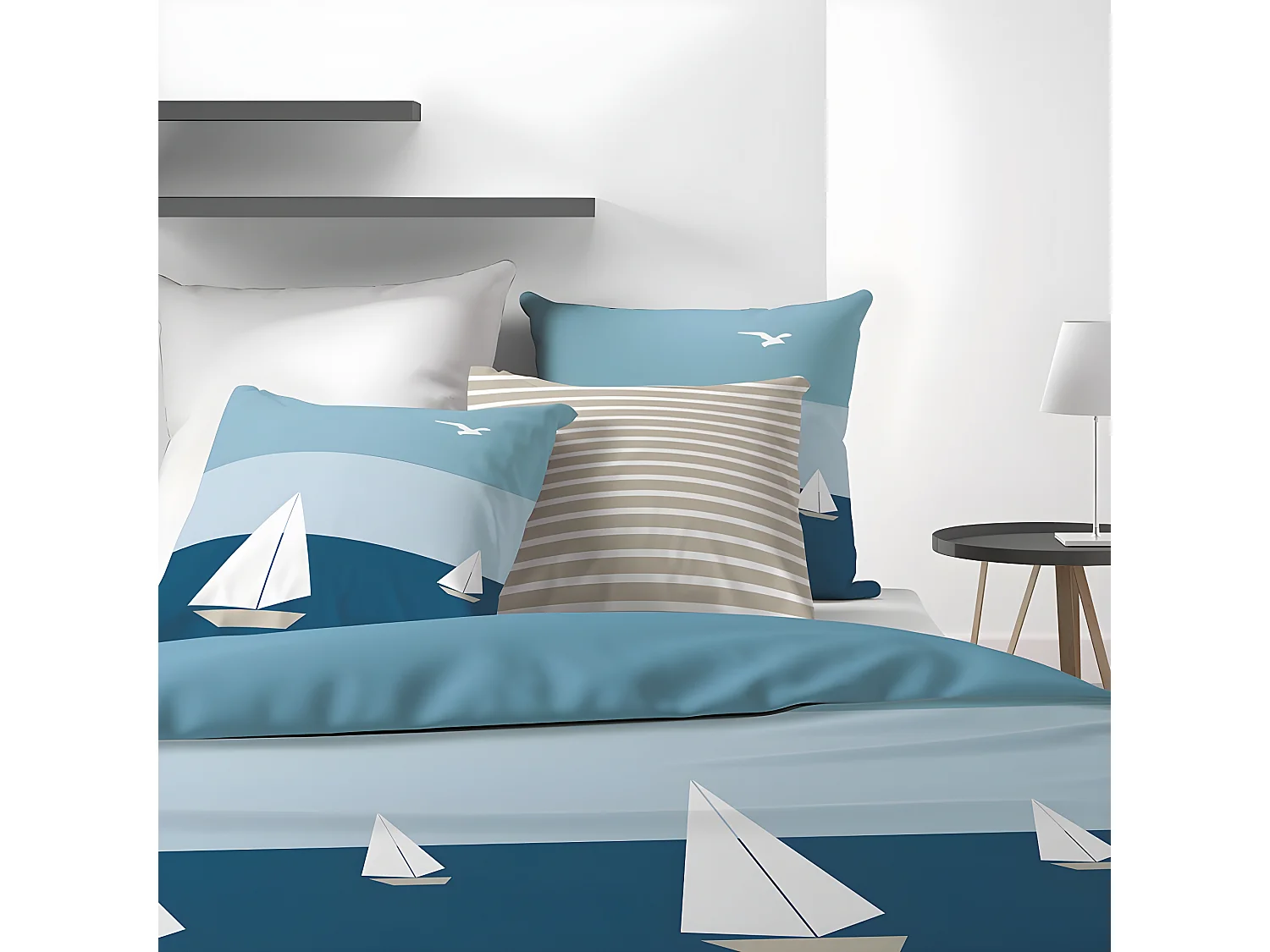 Housse de couette 220x240 cm + 2 taies d'oreiller 65x65 cm Coton Regate