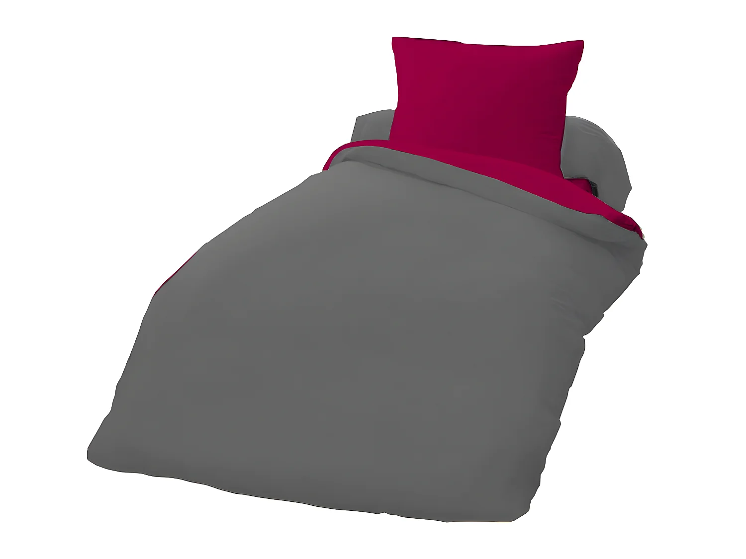 Parure de couette 100% coton bicolore 135x200 cm Taille 135 x 200 cm Couleur Fushia/Anthracite