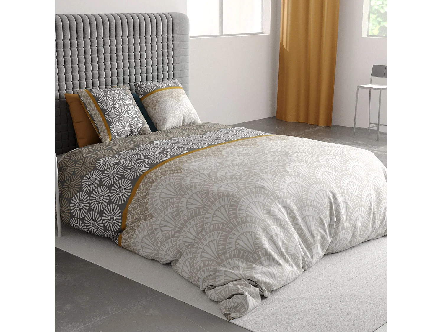 Parure de lit - Housse de couette 140x200 cm + 1 taie d'oreiller 100% Coton 57 fils Lise