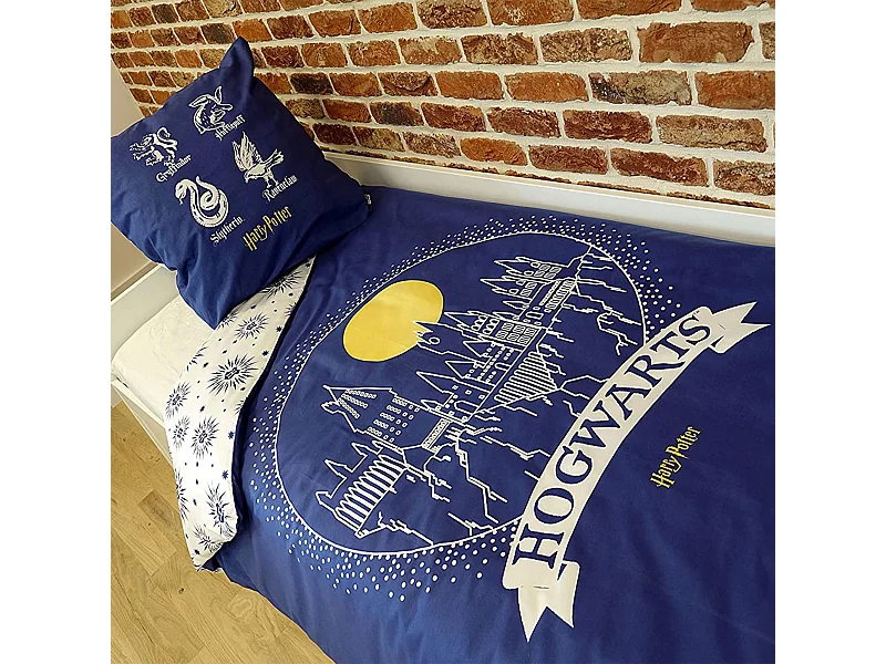 Set lenzuola Harry Potter Hogwarts 100% cotone 140x200 cm