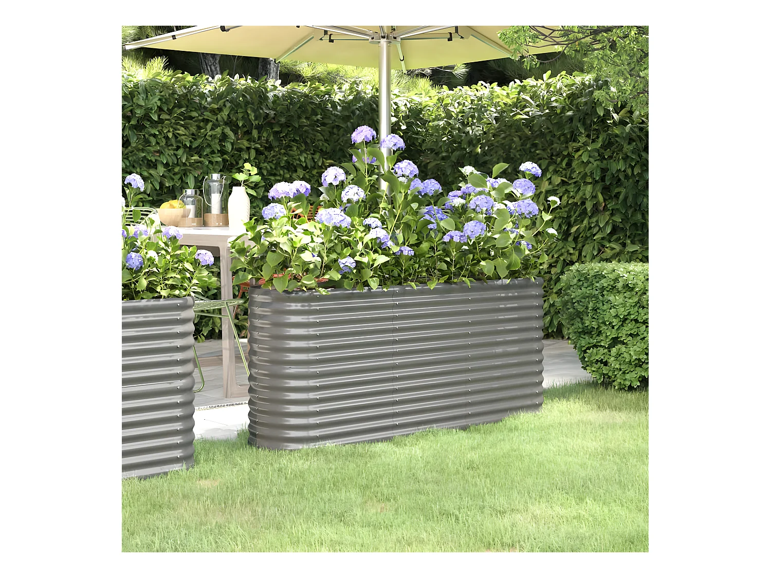 Jardinera arriate acero recubrimiento polvo gris 152x40x68 cm ES99428