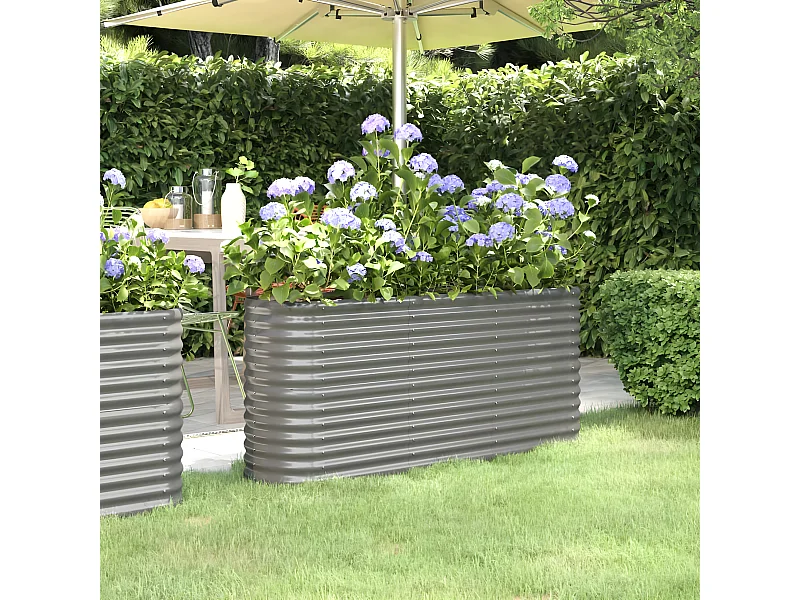 Jardinera arriate acero recubrimiento polvo gris 152x40x68 cm ES99428