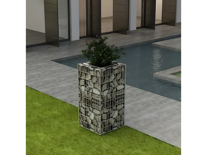 Arriate de gaviones de acero 50x50x100 cm ES54520