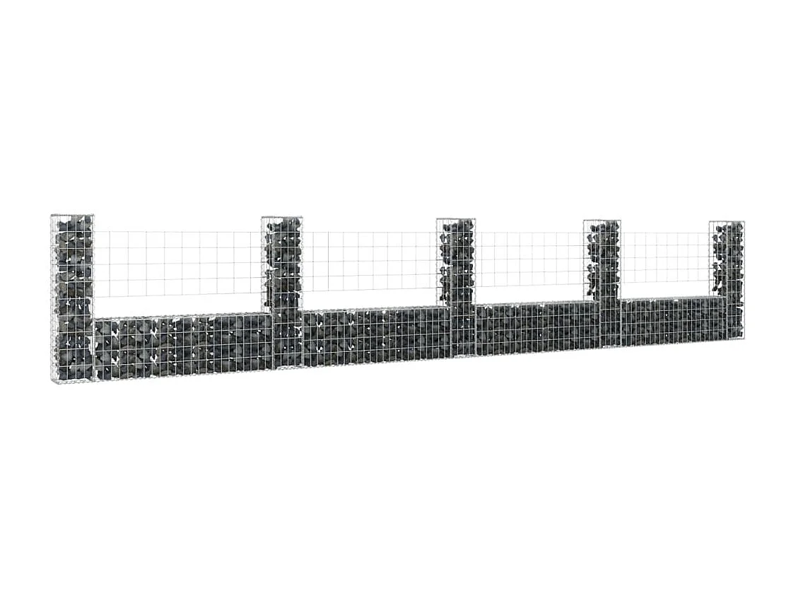 Mur de gabion en forme de U avec 5 poteaux Fer 500x20x100 cm WVGQ8260