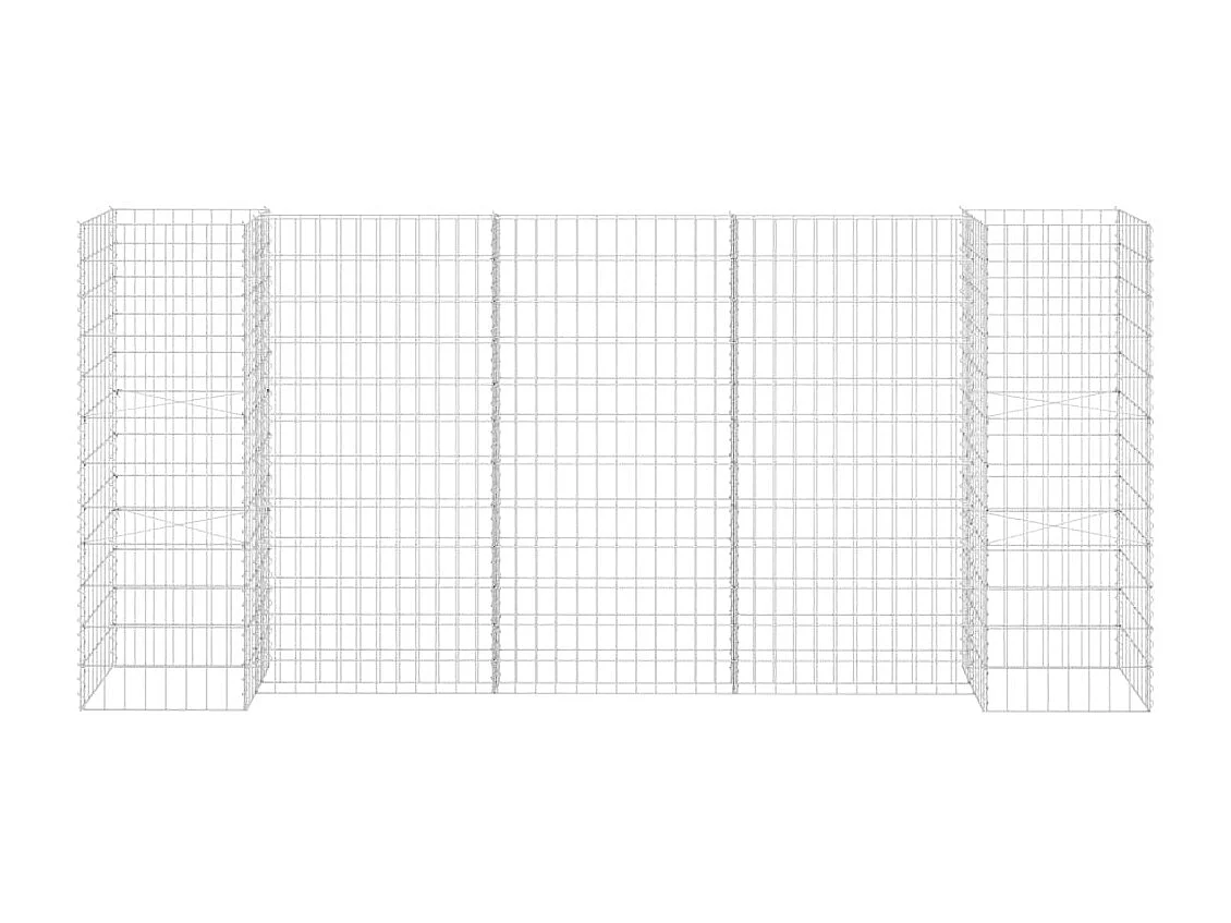 Jardinera de gaviones forma de H alambre de acero 260x40x120 cm ES47508