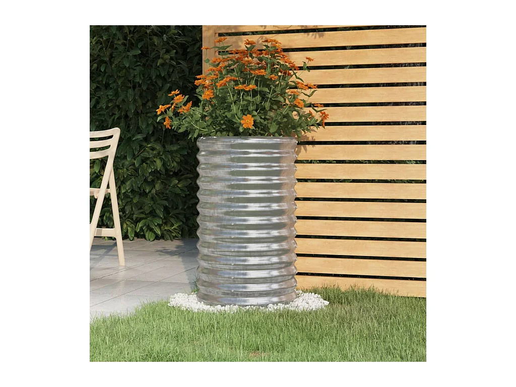 Jardinière de jardin Acier enduit de poudre 40x40x68 cm Argenté BE9240