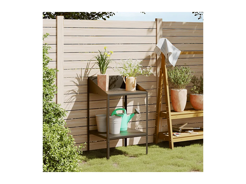 Jardinière Support pour plantes anthracite 56,5x54,5x100cm acier galvanisé BE5522