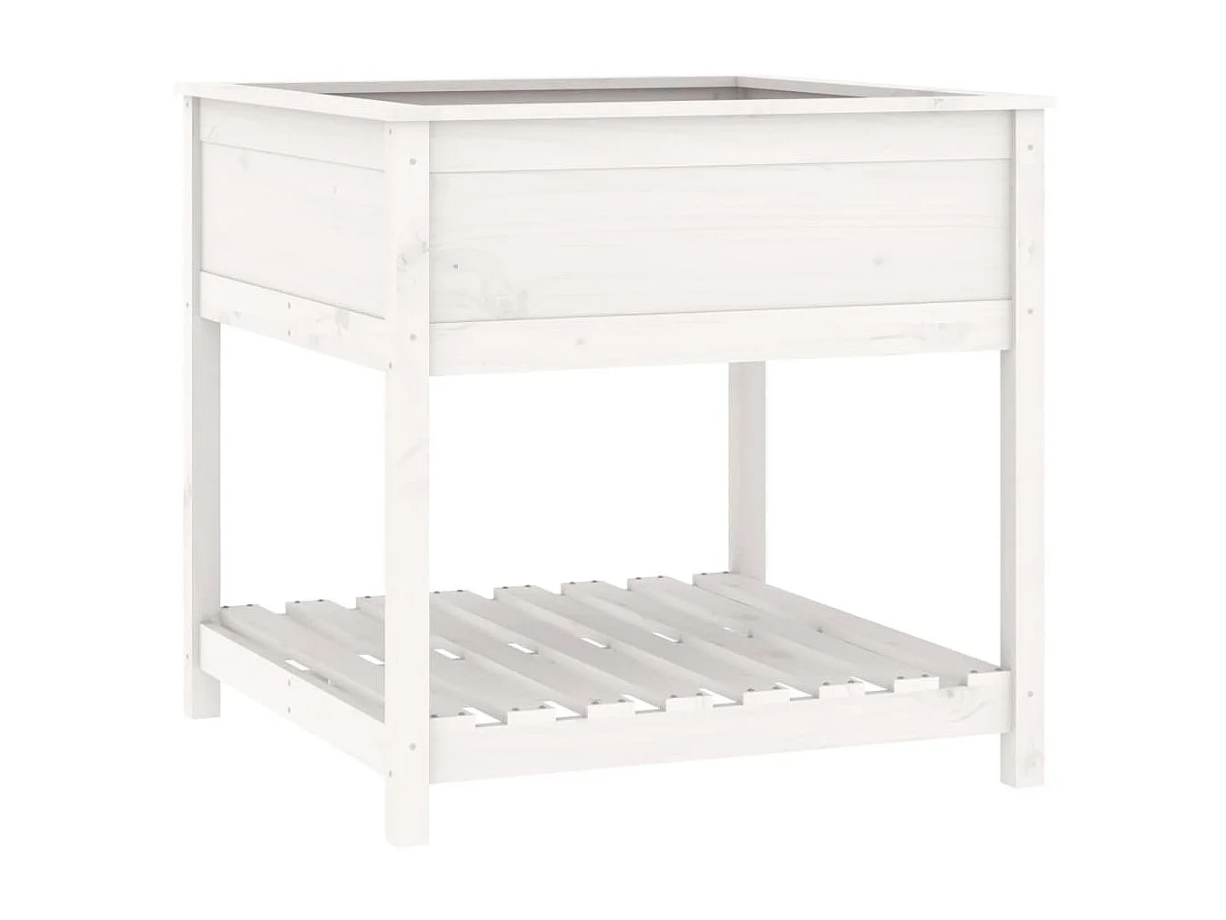 Jardinière avec étagère Blanc 82,5x82,5x81cm Bois massif de pin BE9252
