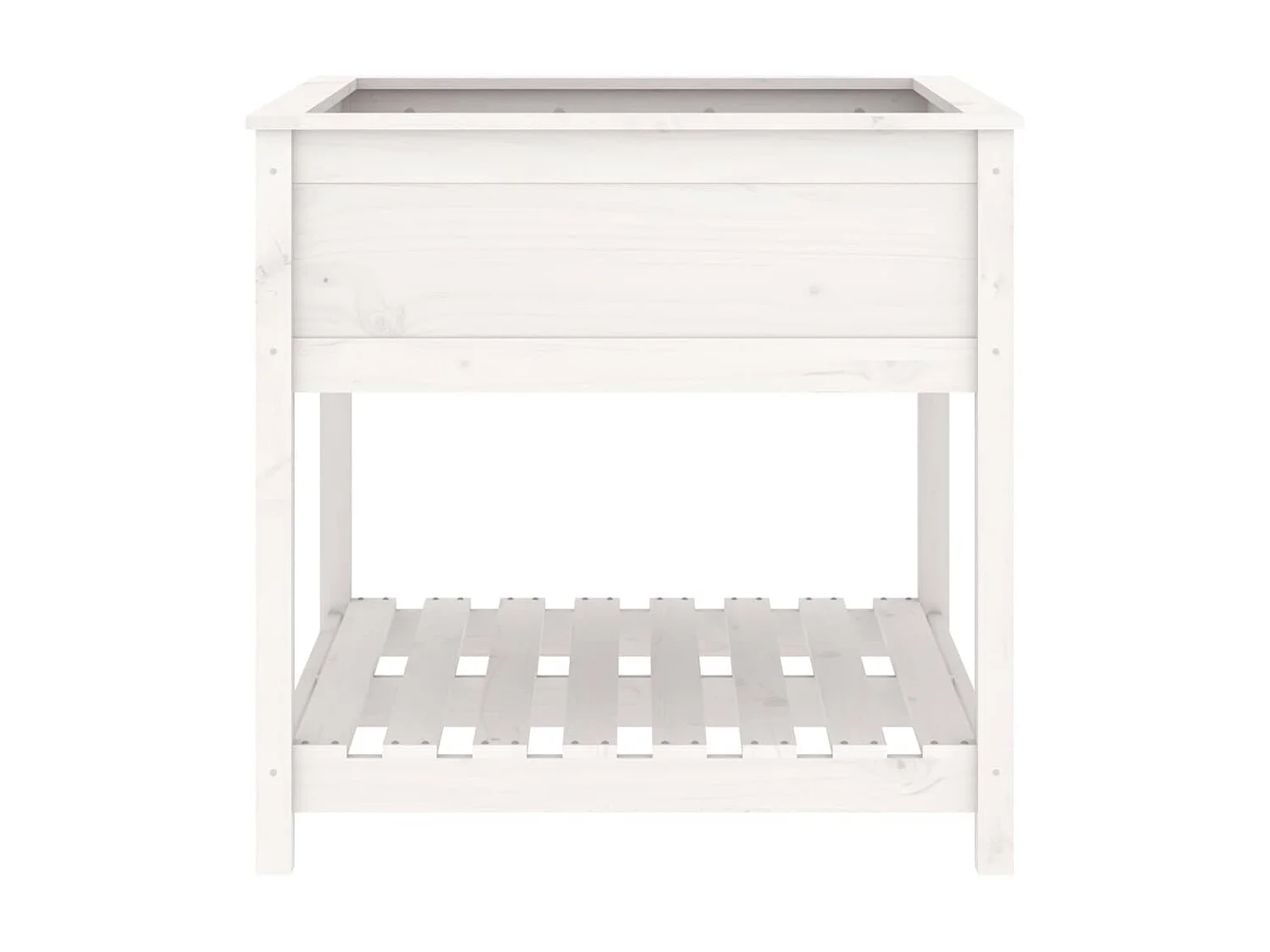 Jardinière avec étagère Blanc 82,5x82,5x81cm Bois massif de pin BE9252