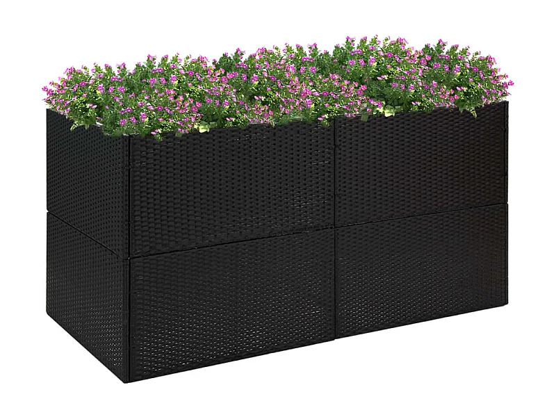 Jardinière Noir 157x80x80 cm Résine tressée BE3348