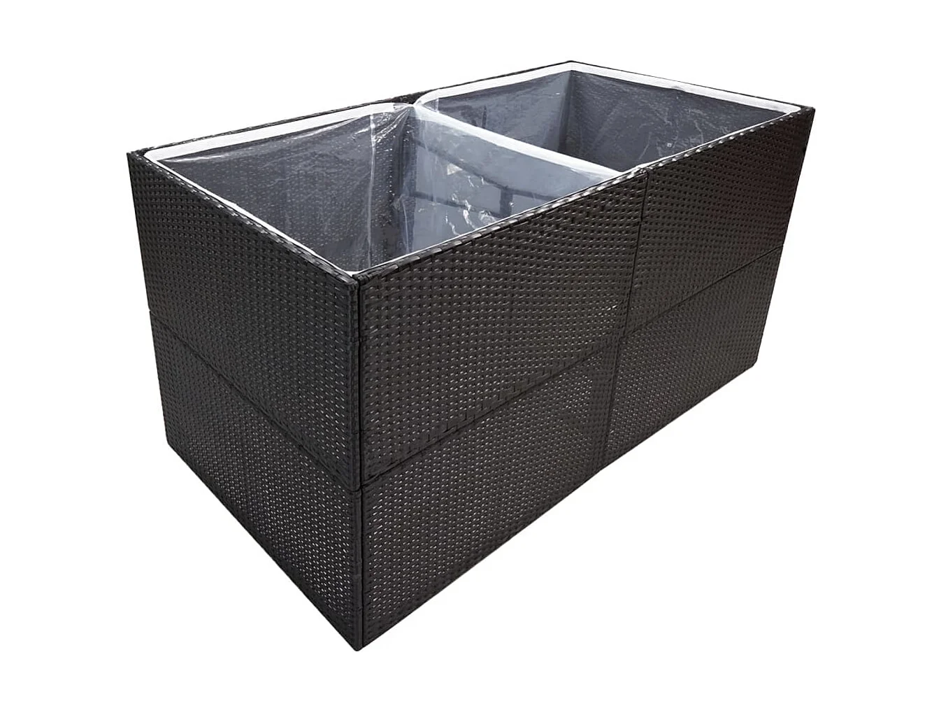 Jardinera de ratán sintético negro 157x80x80 cm ES52352