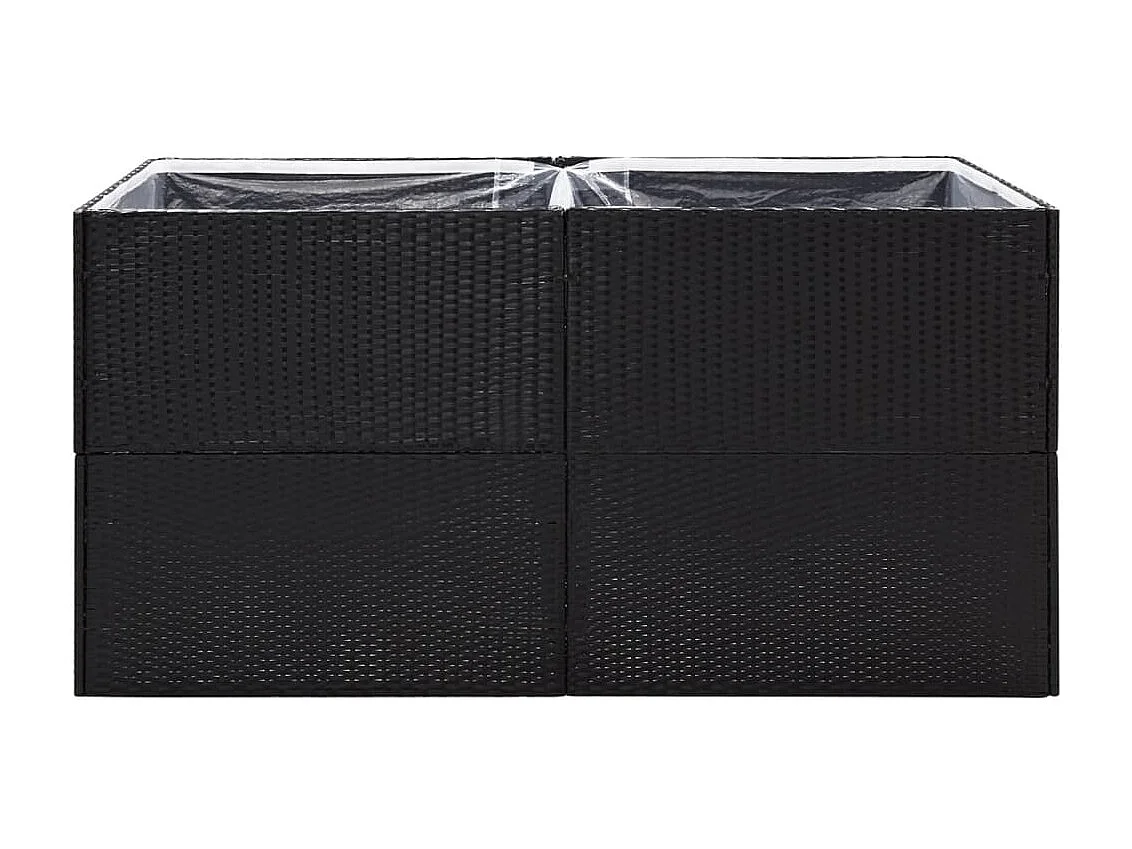 Jardinera de ratán sintético negro 157x80x80 cm ES52352