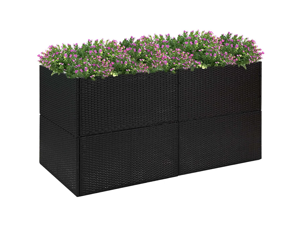 Jardinière Noir 157x80x80 cm Résine tressée BE3348