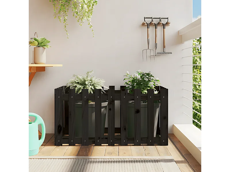 Plantenbak verhoogd hekontwerp 100x50x50 cm grenenhout zwart