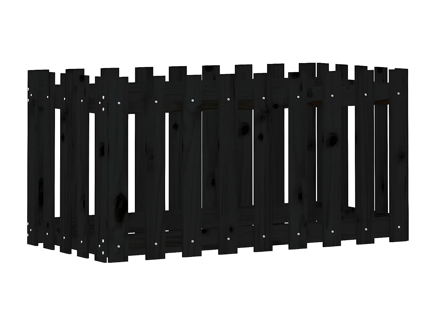 Jardinera elevado jardín con valla madera pino negro 100x50x50cm ES23512