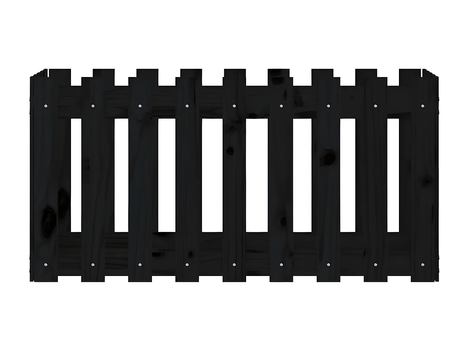 Jardinera elevado jardín con valla madera pino negro 100x50x50cm ES23512