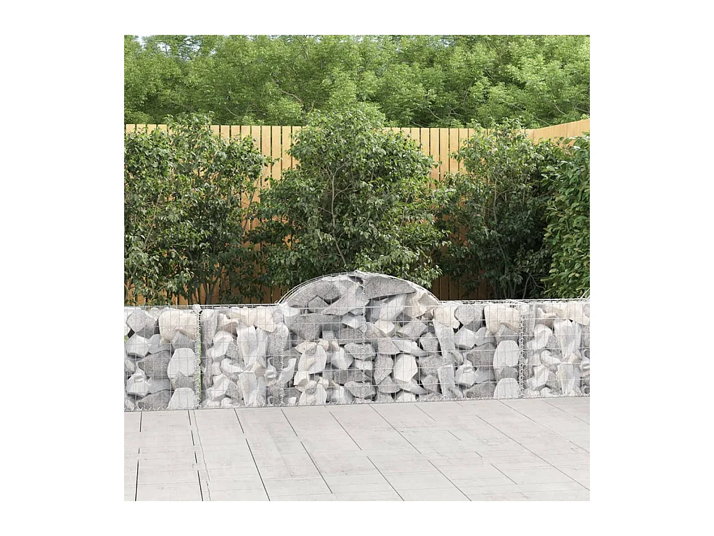 Paniers à gabions arqués 3 pcs 200x30x60/80 cm Fer galvanisé WVGQ8699