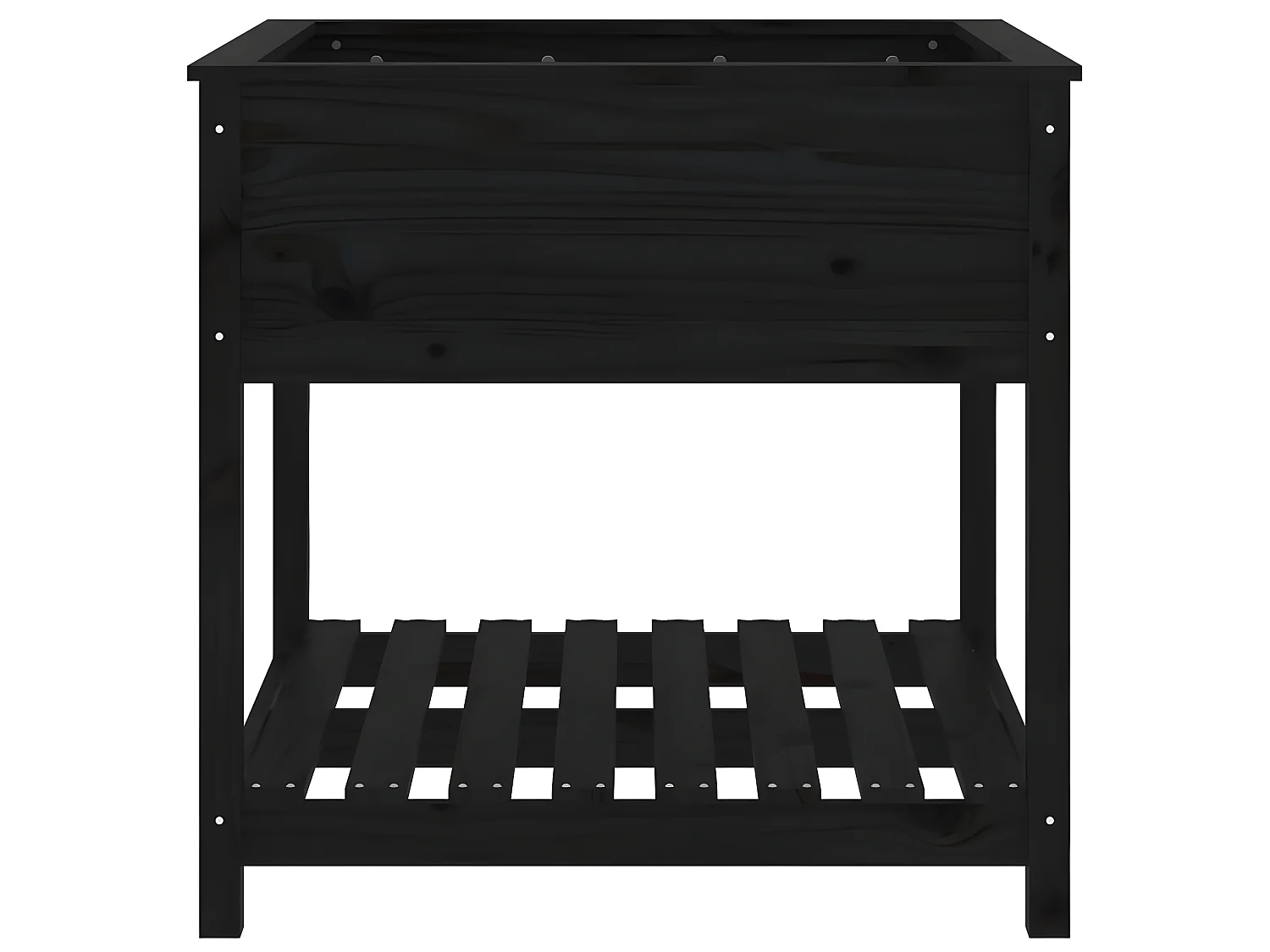 Jardinière avec étagère Noir 82,5x82,5x81 cm Bois massif de pin BE2932