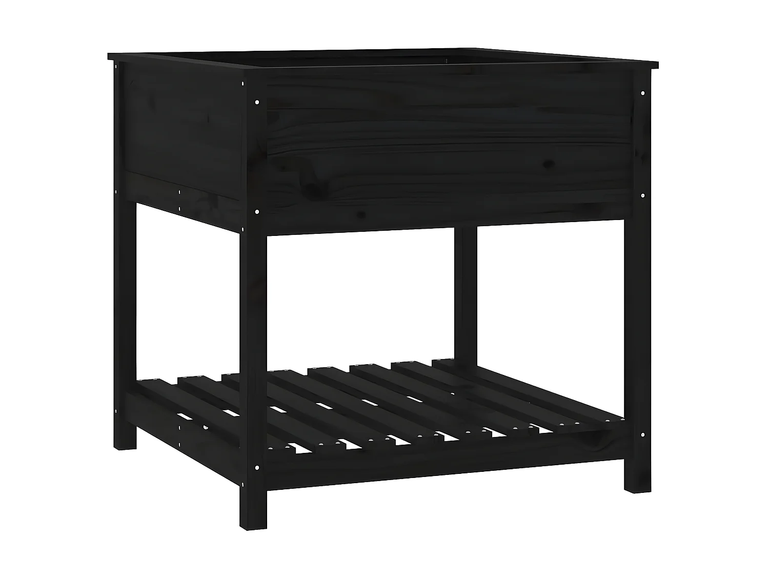 Jardinière avec étagère Noir 82,5x82,5x81 cm Bois massif de pin BE2932
