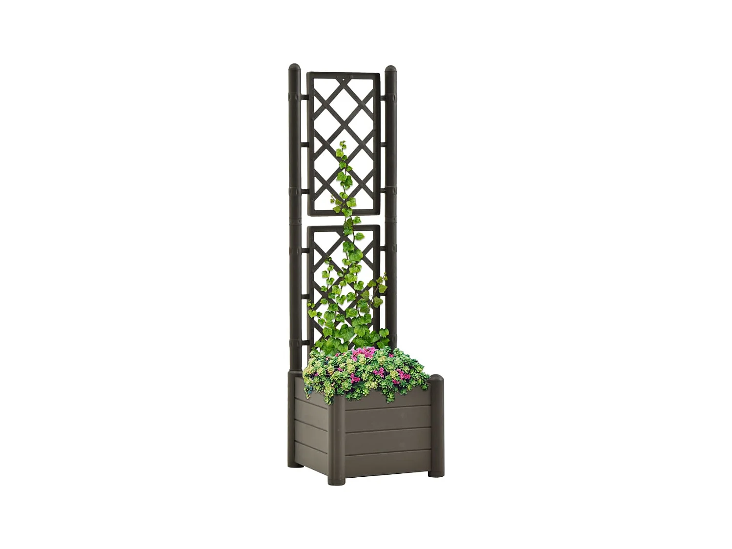 Jardinière avec treillis 43x43x142 cm PP Anthracite  BE4573