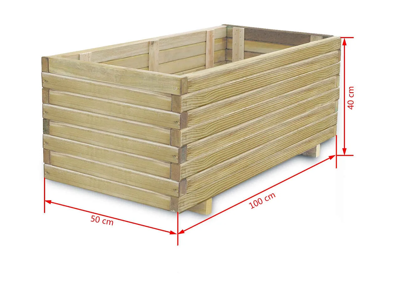Jardinera elevado rectangular madera 100x50x40 cm ES26912