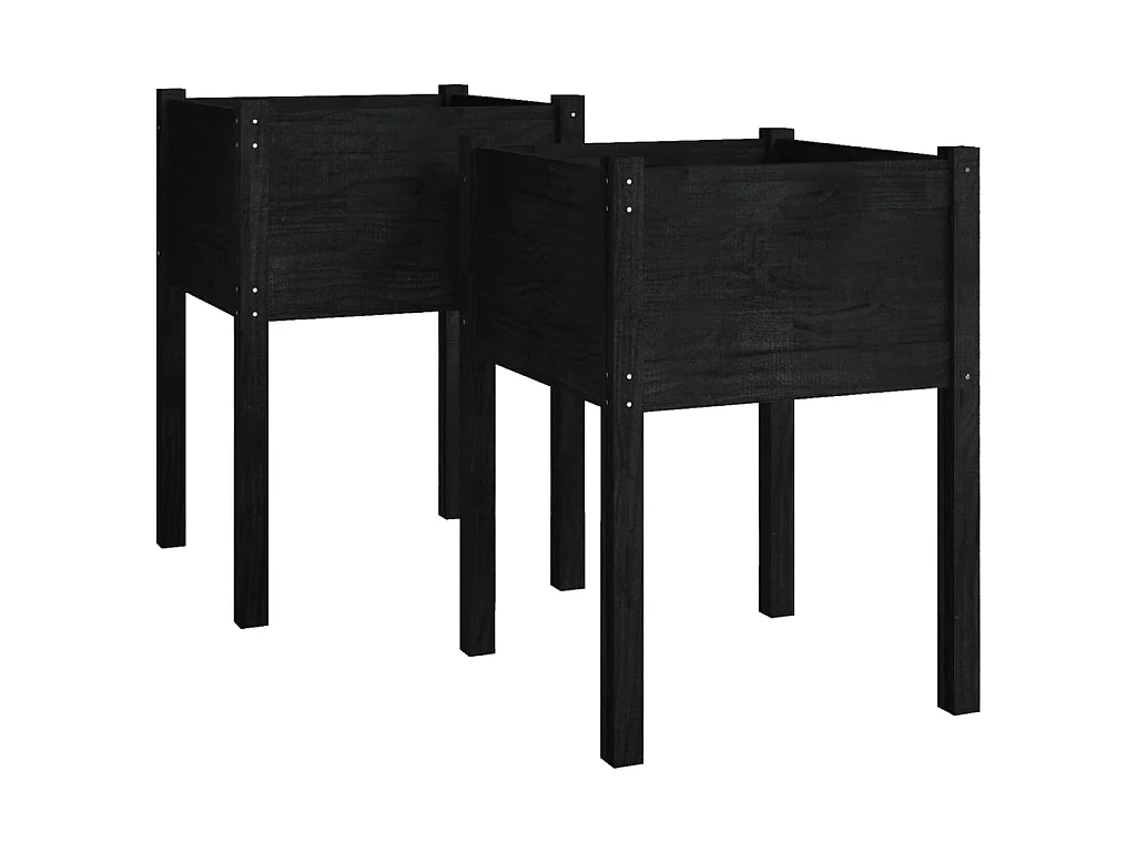 Jardinières 2 pcs Noir 50x50x70 cm Bois de pin massif BE2898